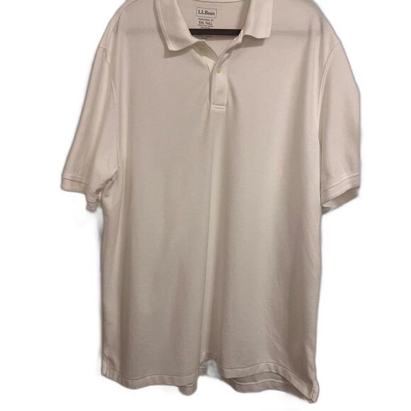 L.L. Bean Polo Shirt Men's XXL Tall 2XLT White Short Sleeve 100% Cotton Pullover - Picture 1 of 4
